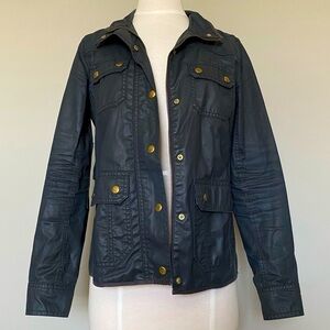 J. Crew Jacket Black Waxed Cotton Downtown Field Jacket, XS